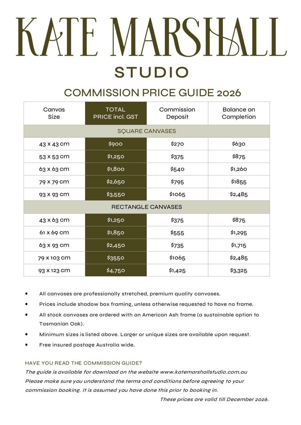 Commission Booking - September 2026